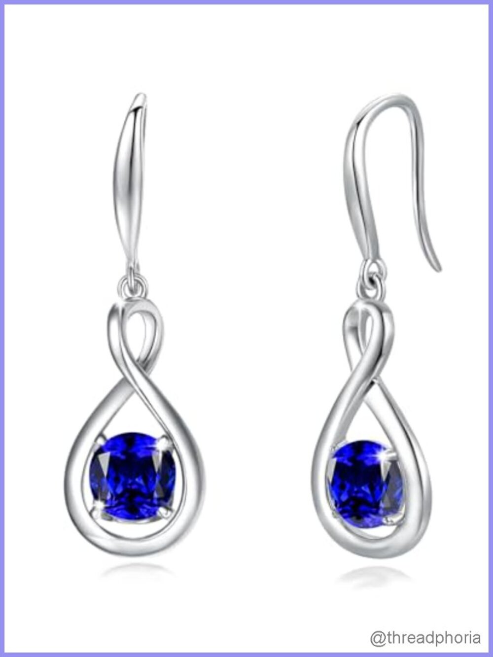 Sterling Silver Dainty Infinity Earrings Drop Dangle Birthstone Jewelry
